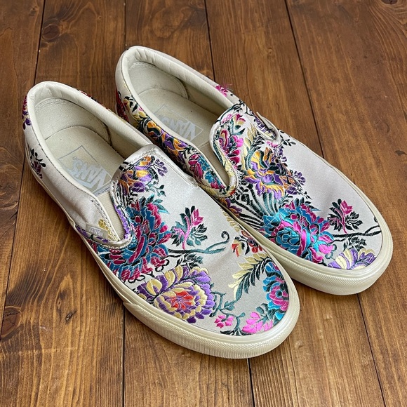 vans festival satin slip on gold